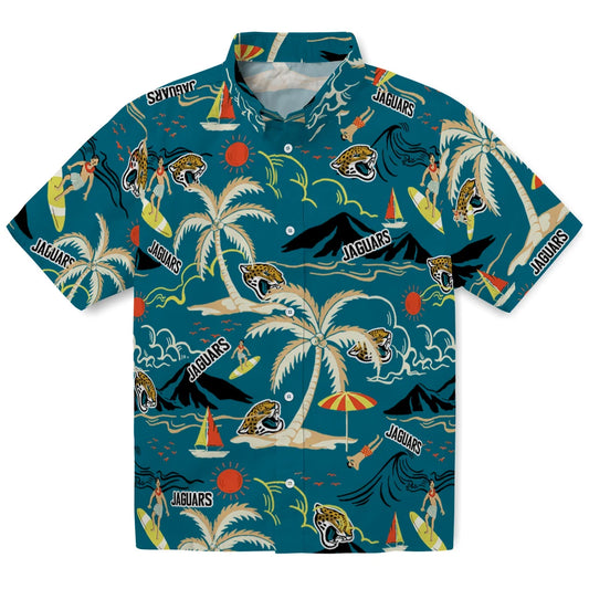 Jacksonville Jaguars Hawaiian Shirt - Palm Tree Island | Moonbestprint