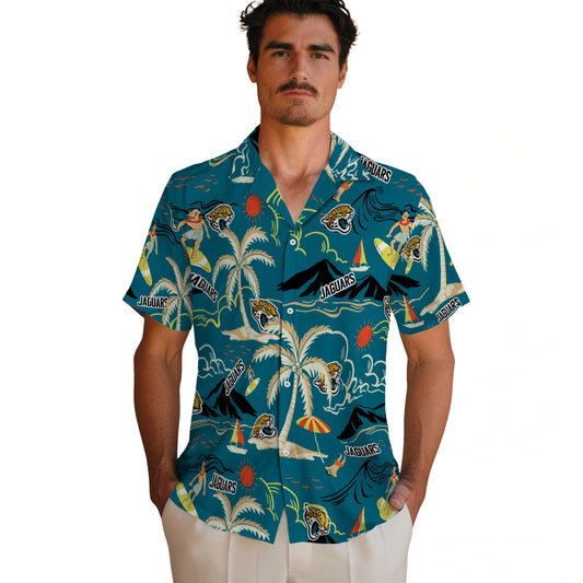 Jacksonville Jaguars Hawaiian Shirt - Palm Tree Island | Moonbestprint