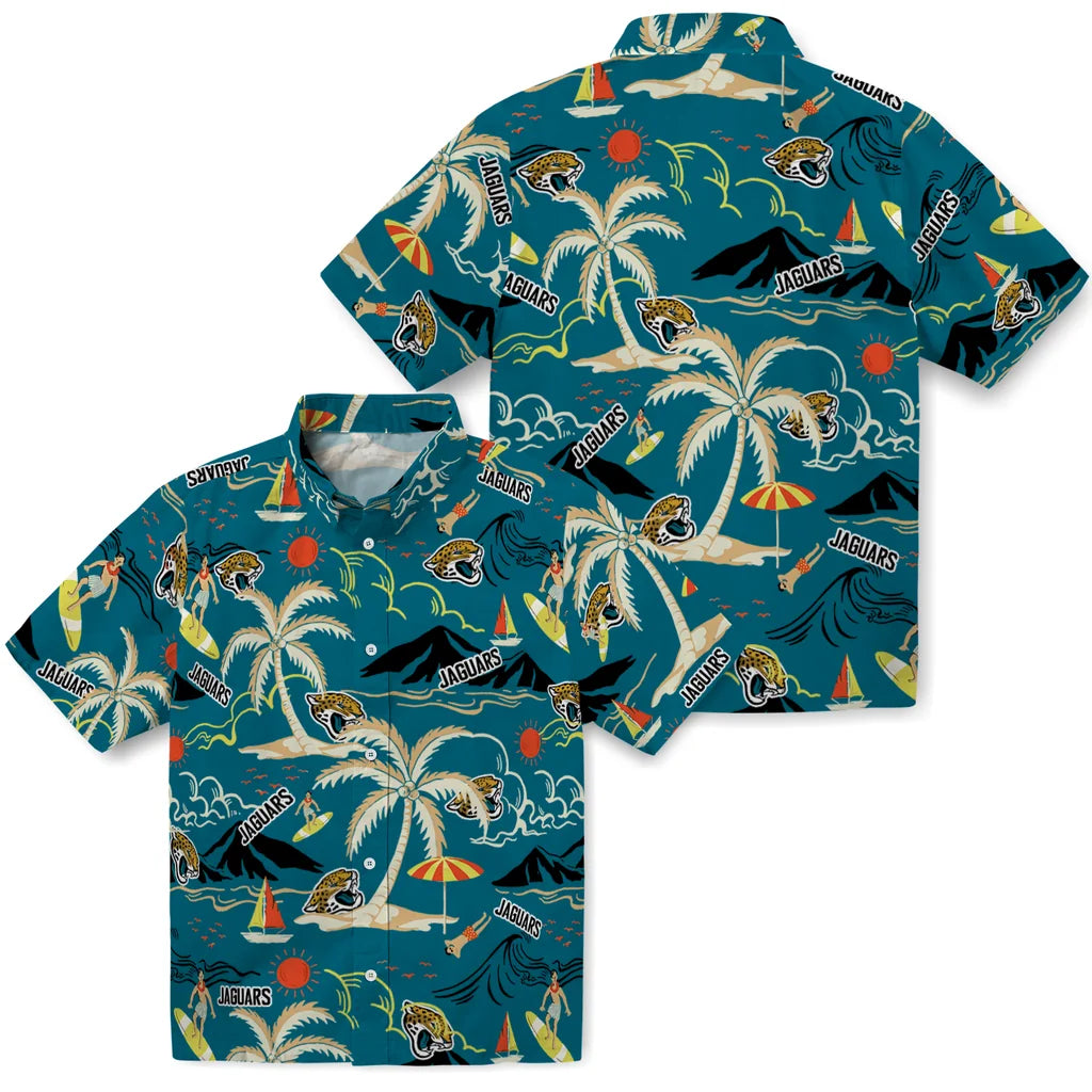 Jacksonville Jaguars Hawaiian Shirt - Palm Tree Island | Moonbestprint