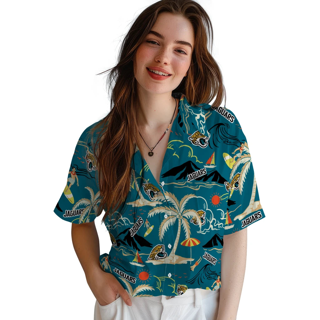 Jacksonville Jaguars Hawaiian Shirt - Palm Tree Island | Moonbestprint