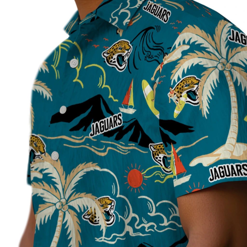 Jacksonville Jaguars Hawaiian Shirt - Palm Tree Island | Moonbestprint