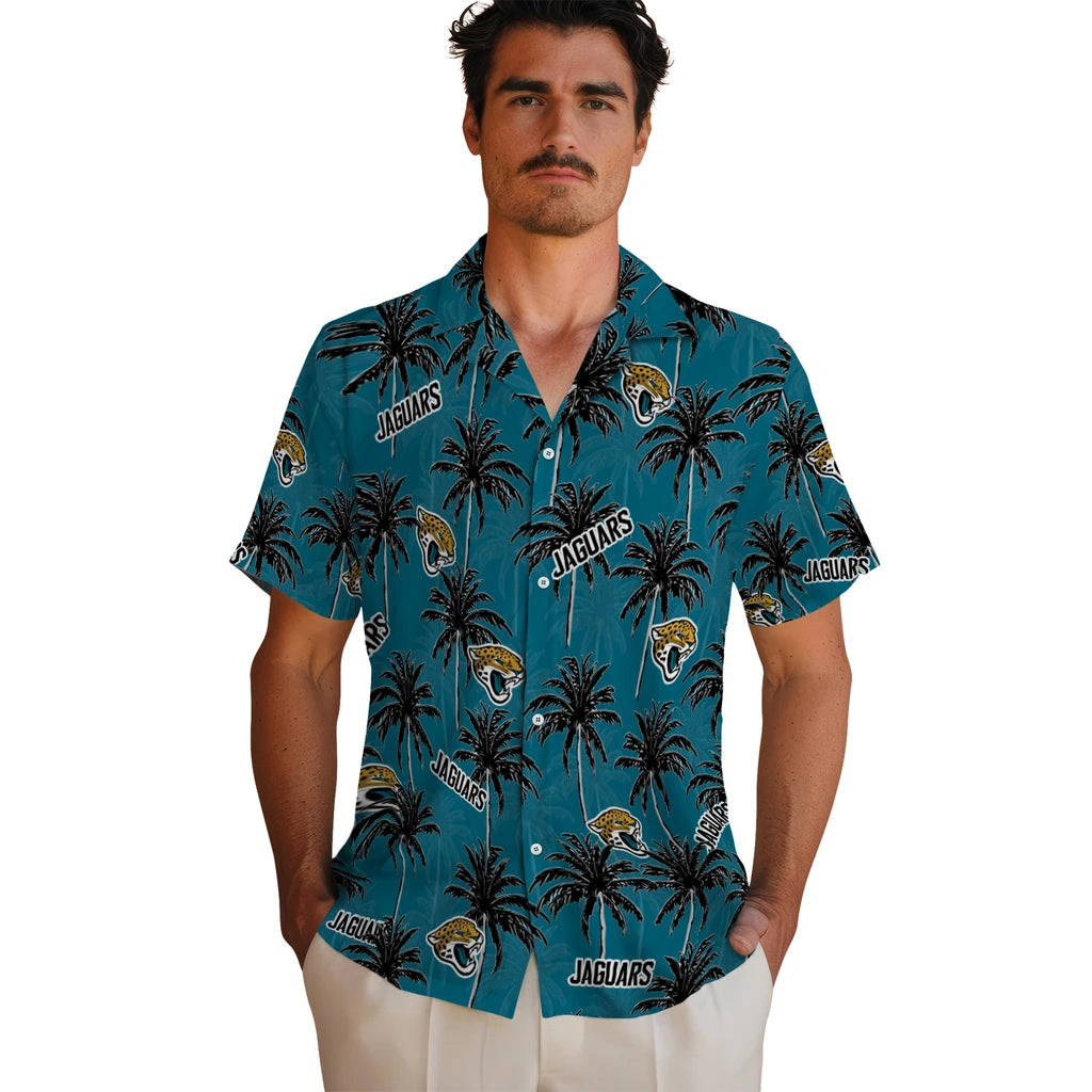 Jacksonville Jaguars Hawaiian Shirt - Palm Tree Motif | Moonbestprint