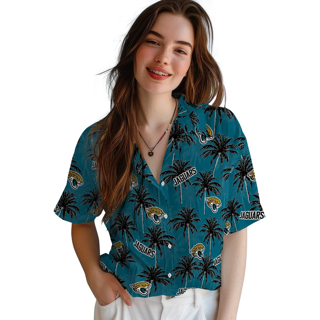 Jacksonville Jaguars Hawaiian Shirt - Palm Tree Motif | Moonbestprint
