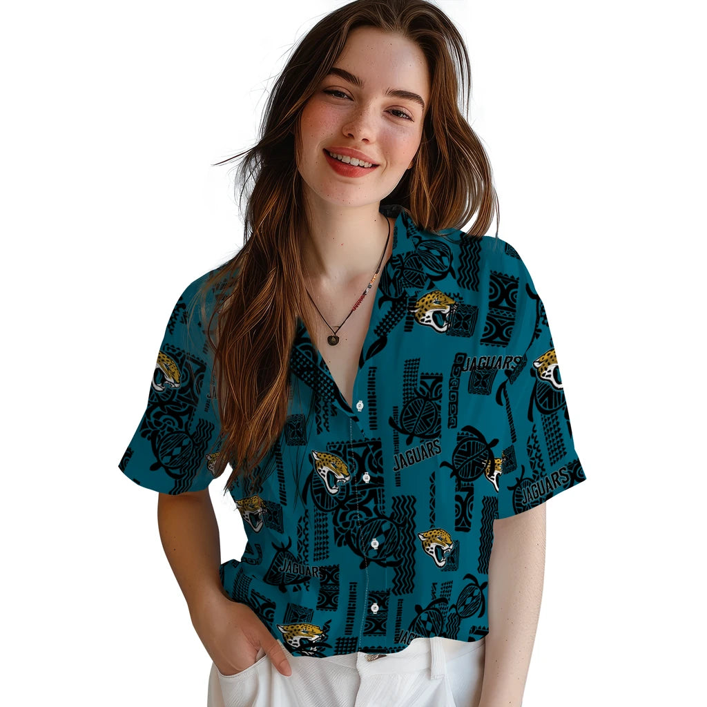 Jacksonville Jaguars Hawaiian Shirt - Turtle Lines | Moonbestprint