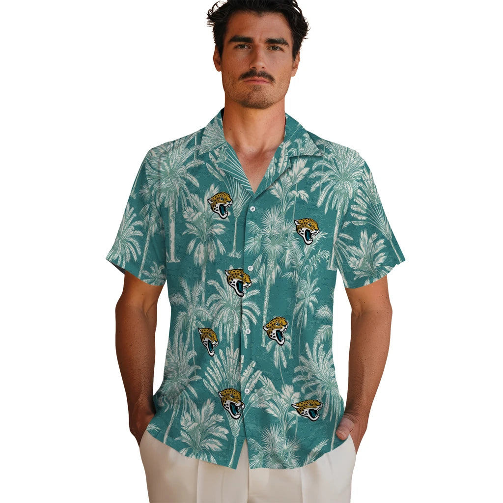 Jacksonville Jaguars Hawaiian Shirt - Vintage Palm Tree | Moonbestprint
