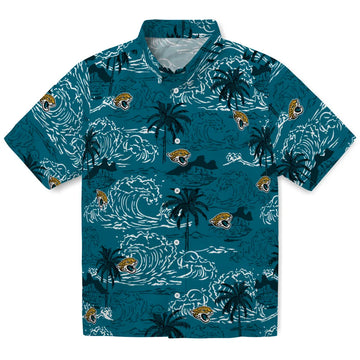 Jacksonville Jaguars Hawaiian Shirt - Wave Palm | Moonbestprint