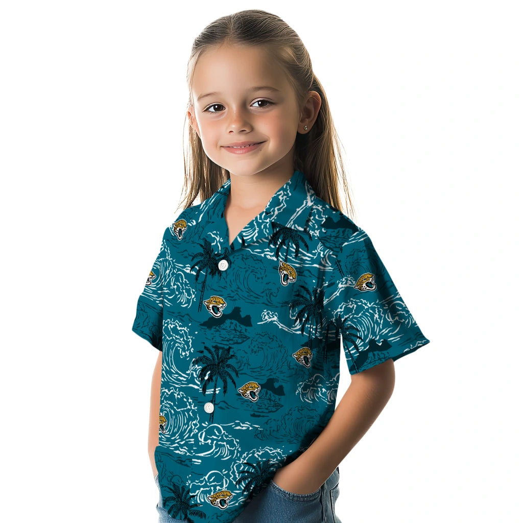 Jacksonville Jaguars Hawaiian Shirt - Wave Palm | Moonbestprint