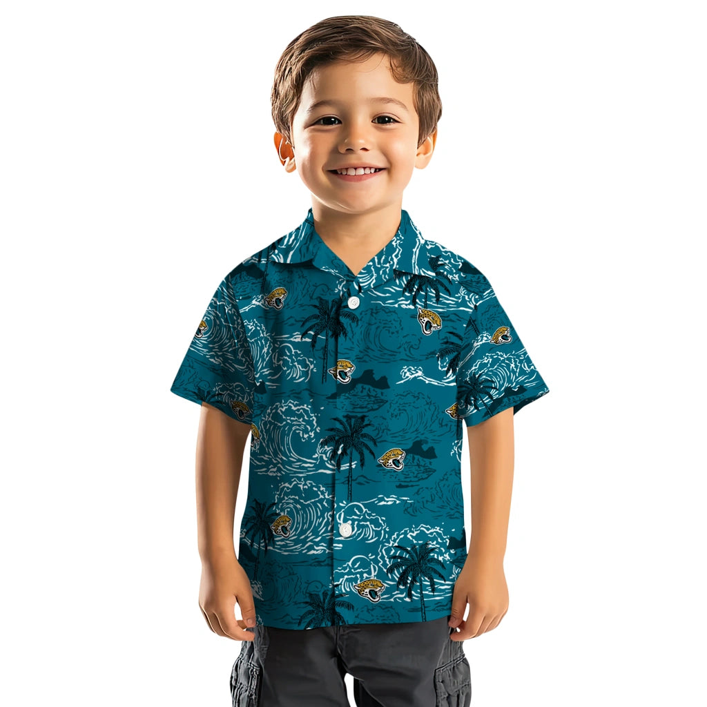 Jacksonville Jaguars Hawaiian Shirt - Wave Palm | Moonbestprint