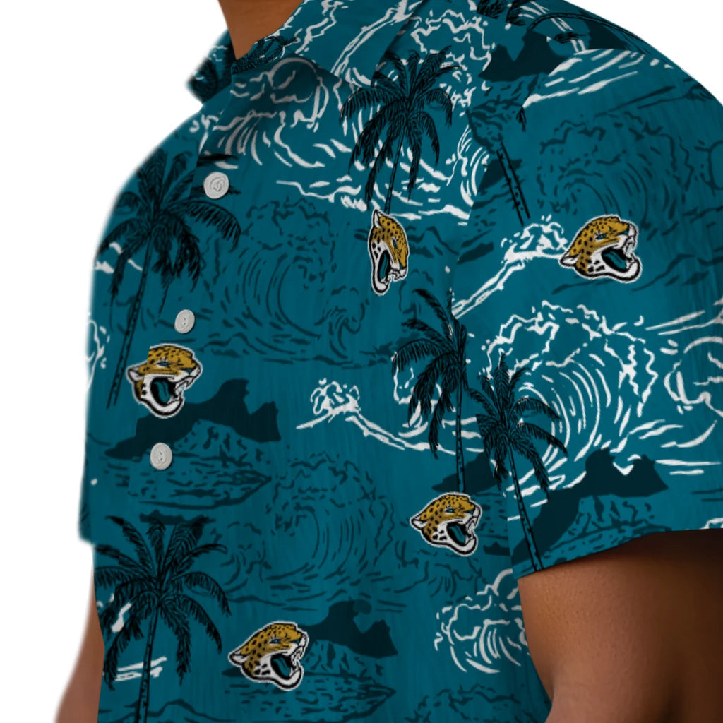 Jacksonville Jaguars Hawaiian Shirt - Wave Palm | Moonbestprint