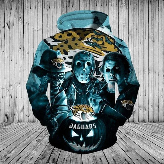 Jacksonville Jaguars Logo Jason Voorhees Friday The 13th NFL 3D All Over Print Hoodie -Moonbestprint