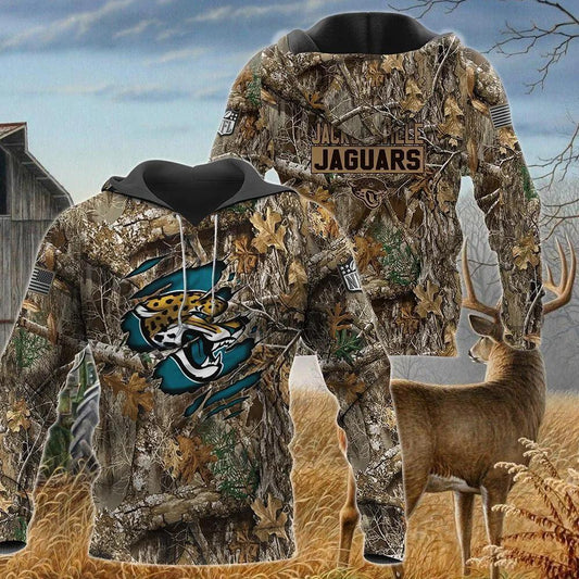 Jacksonville Jaguars Realtree Hunting Camo NFL 3D All Over Print Hoodie -Moonbestprint