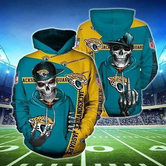 Jacksonville Jaguars Skeleton NFL 3D All Over Print Hoodie -Moonbestprint