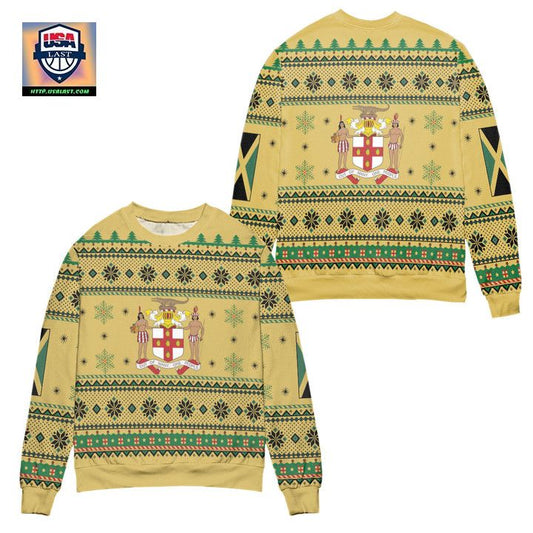 Jamaica Motto Out Of Many One People Snowflake Pattern Ugly Christmas Sweater ? Usalast