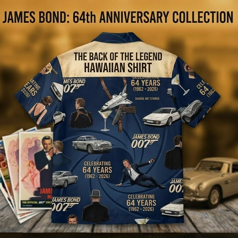 Unisex James Bond 64th Anniversary Collection 1962-2026 Graphic Hawaiian Shirt for Movie Fans – Moonbestprint