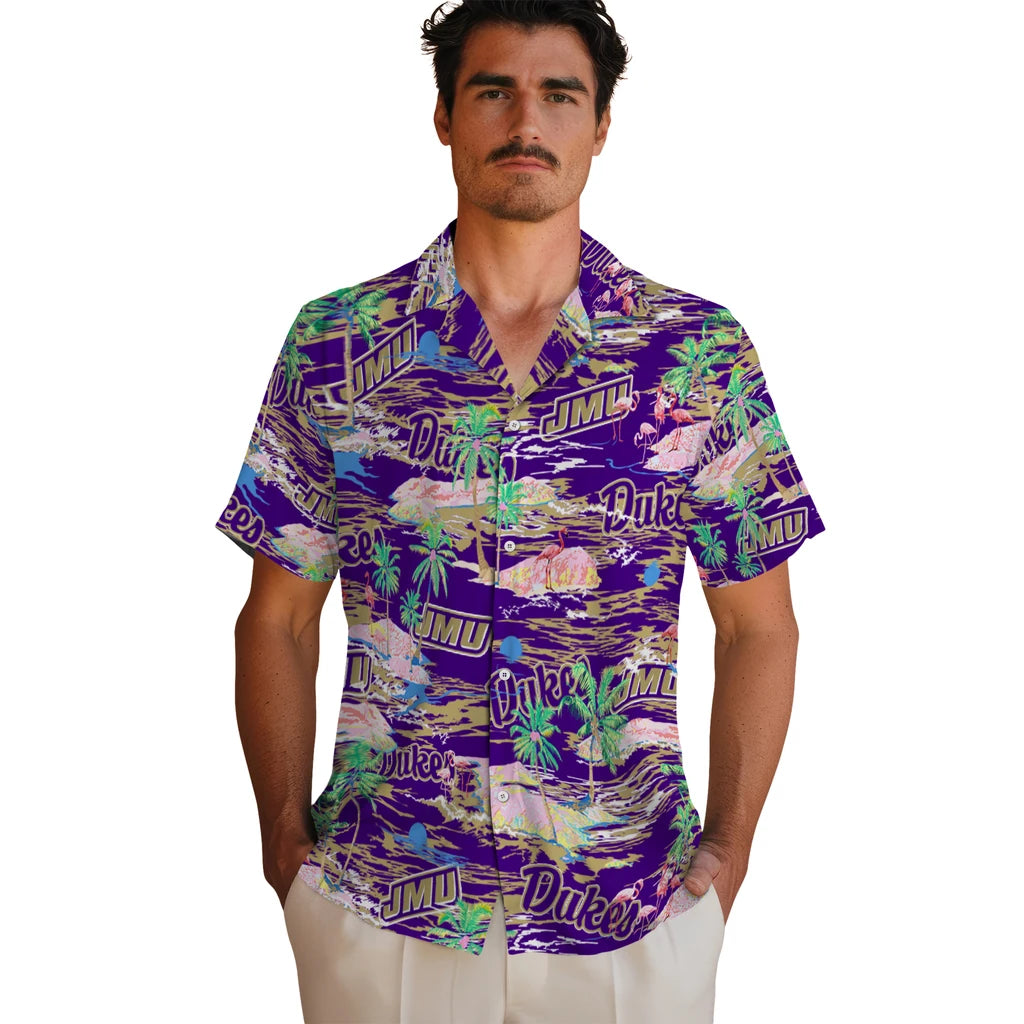 James Madison Dukes Flamingo Retreat 2026 Hawaiian Shirt – Moonbestprint