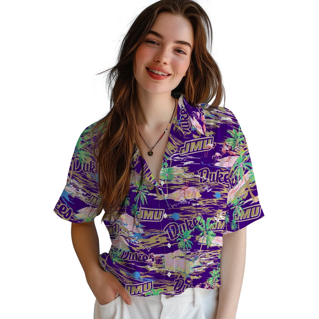 James Madison Dukes Flamingo Retreat 2026 Hawaiian Shirt – Moonbestprint