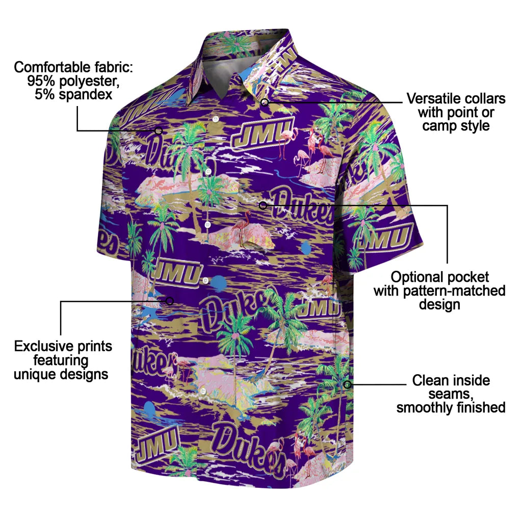 James Madison Dukes Flamingo Retreat 2026 Hawaiian Shirt – Moonbestprint