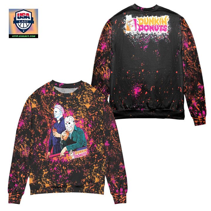 Jason Voorhees And Michael Myers Dunkin Donuts Ugly Christmas Sweater ? Usalast
