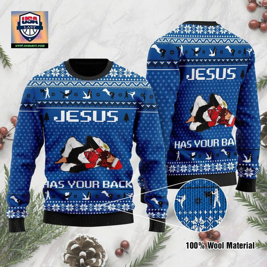 Jesus Has Your Back Jiu Jitsu Christmas Ugly For Jesus And Jiu Jitsu Lovers 3D Sweater ? Usalast