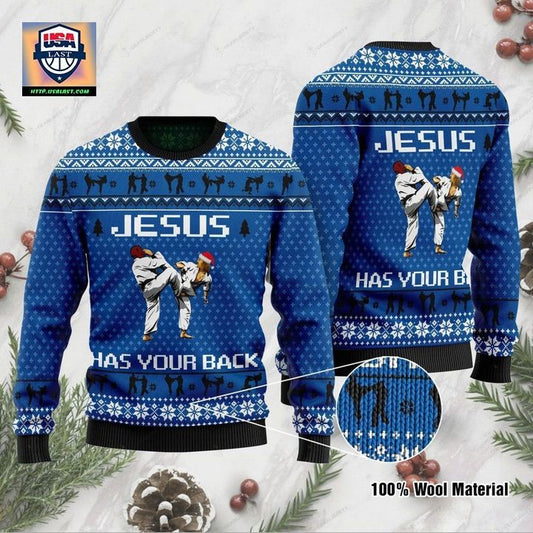 Jesus Has Your Back Karate Jesus For Jesus And Karate Lovers On Christmas Days Unisex 3D Ugly Sweater ? Usalast
