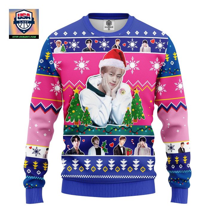 Jin Bts Ugly Christmas Sweater Pink- Amazing Gift Idea Thanksgiving Gift ? Usalast