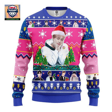Jin Bts Ugly Christmas Sweater Pink- Amazing Gift Idea Thanksgiving Gift ? Usalast