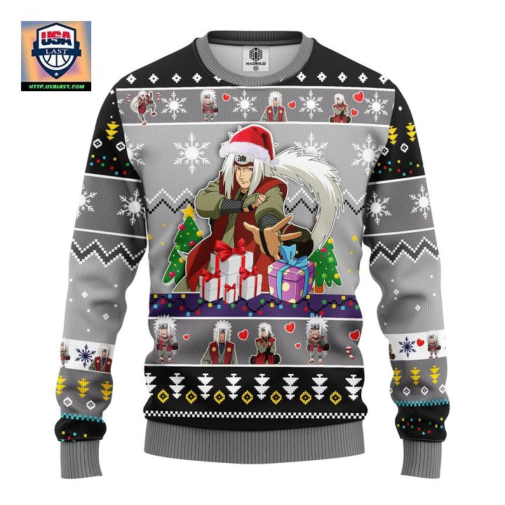 Jiraiya Naruto Anime Ugly Christmas Sweater Gray Amazing Gift Idea Thanksgiving Gift ? Usalast
