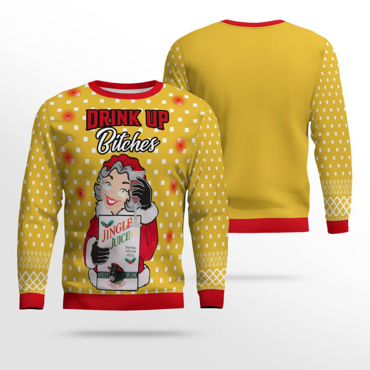 Drink Up Bitches Ugly Christmas Sweater Gold Metallic – Moonbestprint
