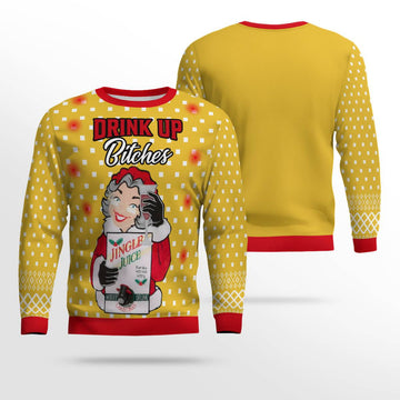 Drink Up Bitches Ugly Christmas Sweater Gold Metallic – Moonbestprint