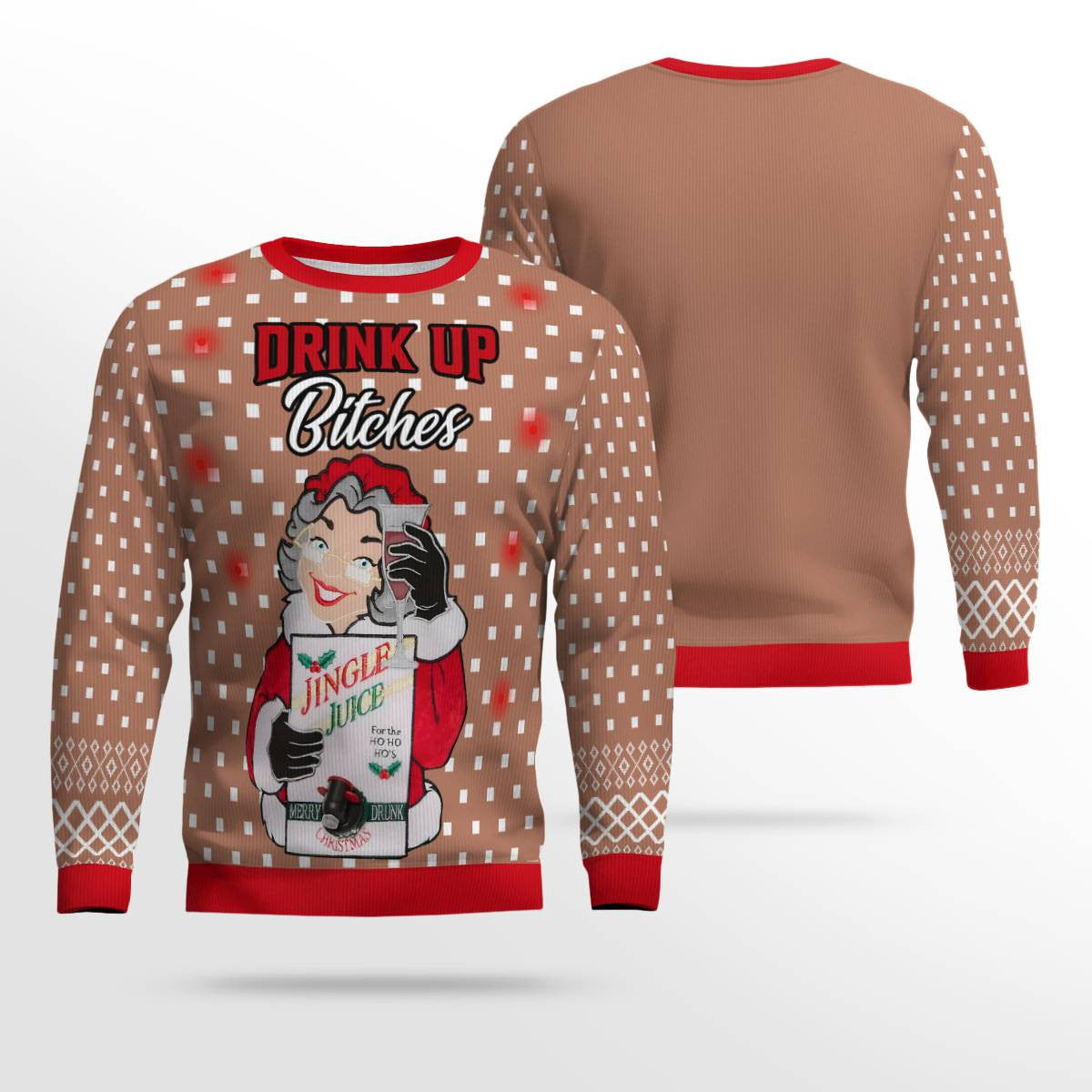 Drink Up Bitches Ugly Christmas Sweater Mocha Mousse – Moonbestprint