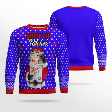 Drink Up Bitches Ugly Christmas Sweater Blue – Moonbestprint