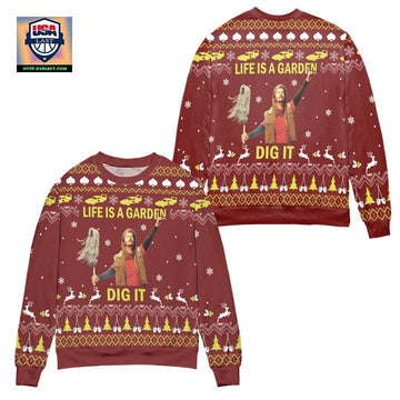Joe Dirt Life Is A Garden Dig It Ugly Christmas Sweater ? Usalast