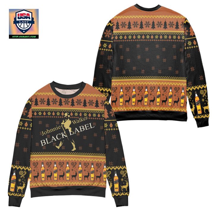Johnnie Walker Black Label Pine Tree Reindeer Ugly Christmas Sweater ? Usalast