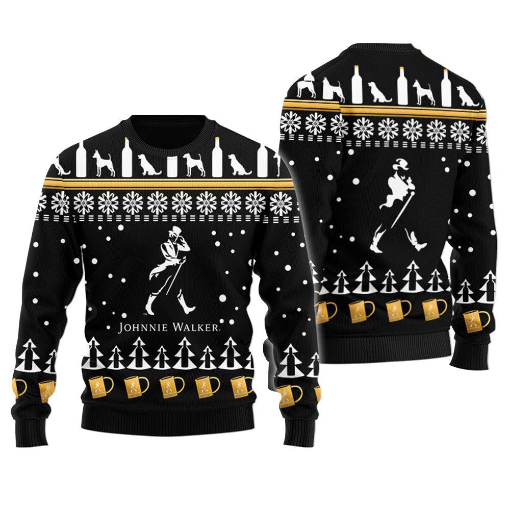 Johnnie Walker Puppy Snowflake Pattern Ugly Sweater – Moonbestprint