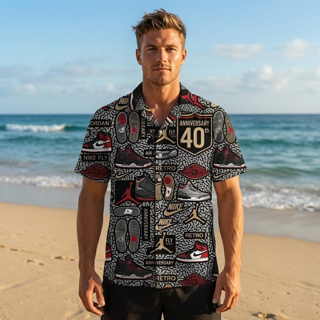 Unisex Air Jordan 40th Anniversary Collection Graphic Hawaiian Shirt for Fans – Moonbestprint