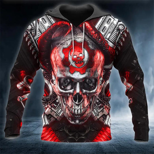 Just Funky Gear Of War Skull 3D All Over Print Hoodie -Moonbestprint