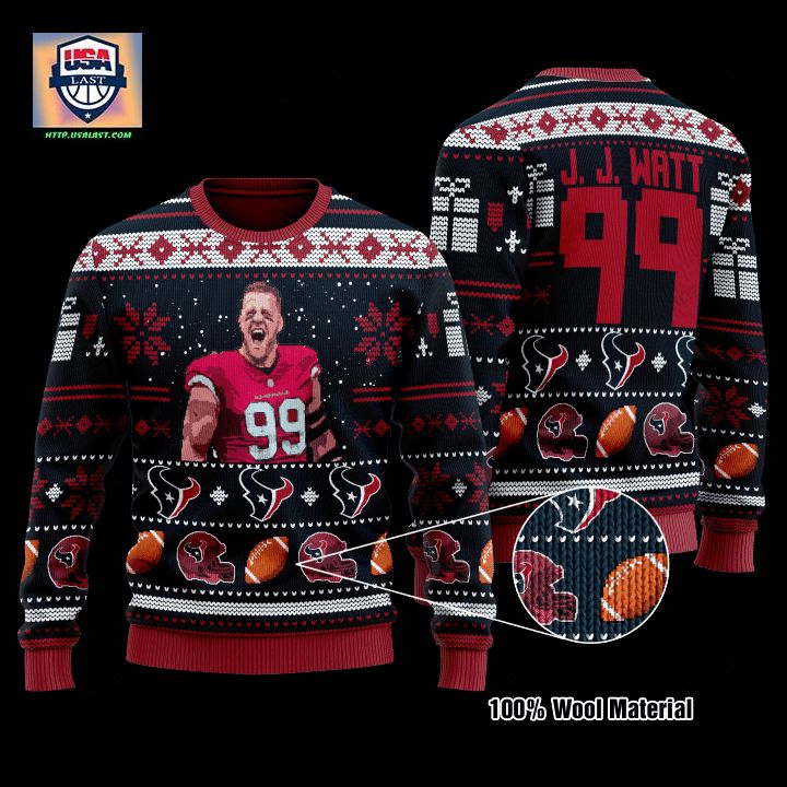 Justin James Watt 99 Houston Texans Nfl Christmas Sweater ? Usalast