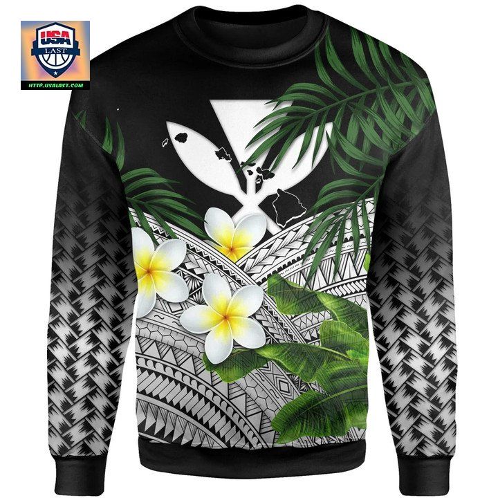 Kanaka Maoli Hawaiian Sweater Polynesian Plumeria Banana Leaves Gray A02 ? Usalast
