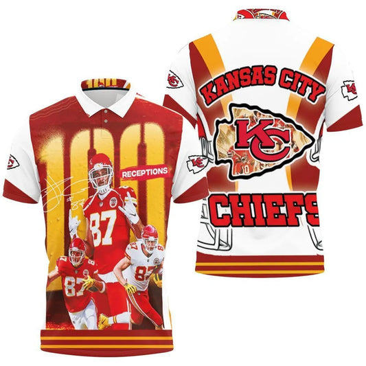 Kansas City Chiefs 100 Receptions Kelce Polo Shirt - Moonbestprint