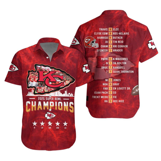 Kansas City Chiefs 2025 Sb Lix Champions Graphic Hawaiian Shirt Unisex - Moonbestprint