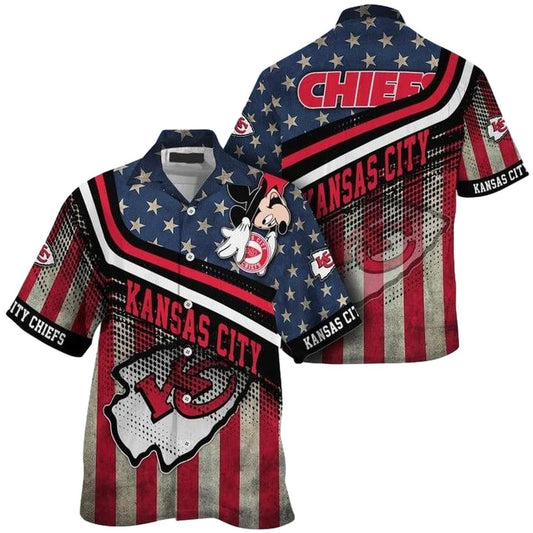Kansas City Chiefs American Pride Mickey Graphic Hawaiian Shirt - Unisex - Moonbestprint