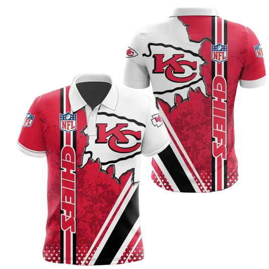 Kansas City Chiefs Bold Streak 3D Polo Shirt - Moonbestprint