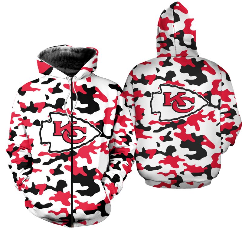 Kansas City Chiefs Camo Patterns Limited Edition Hoodie Zip Hoodie Size New055810 - Moonbestprint