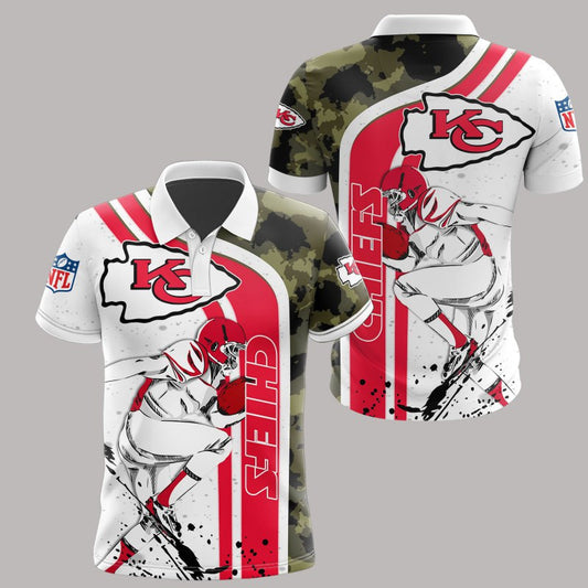 Kansas City Chiefs Camouflage Player 3D Polo Shirt - Moonbestprint