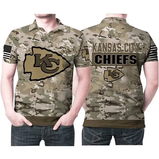 Kansas City Chiefs Camouflage Valor 3D Polo Shirt - Moonbestprint
