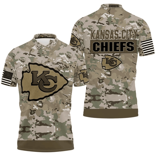 Kansas City Chiefs Camouflage Veteran 3D Polo Shirt - Moonbestprint
