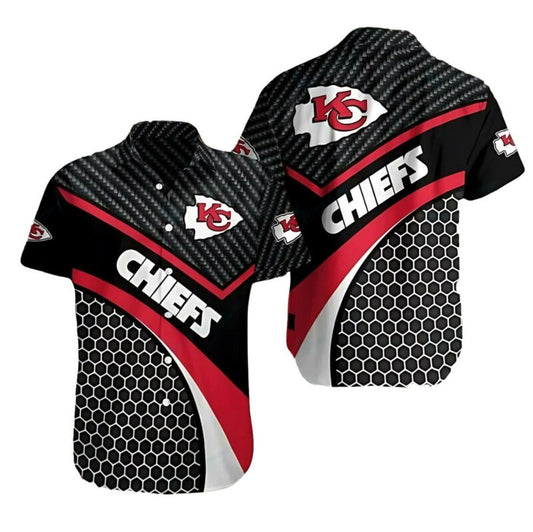 Kansas City Chiefs Graphic Printed Unisex Hawaiian Shirt Carbon Fiber Design - Moonbestprint