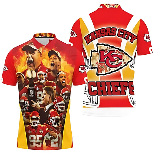 Kansas City Chiefs Champion Firestorm 3D Polo Shirt - Moonbestprint