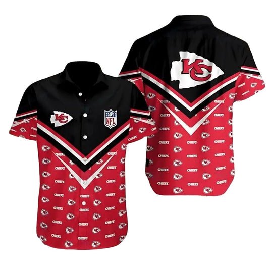 Kansas City Chiefs Chevron Pride Unisex Black & Red Hawaiian Shirt - Moonbestprint
