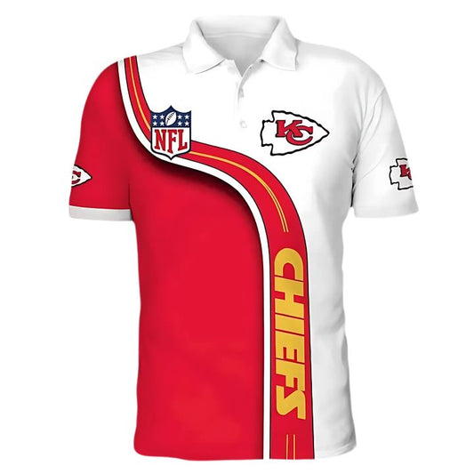 Kansas City Chiefs Classic Streak 3D Polo Shirt - Moonbestprint